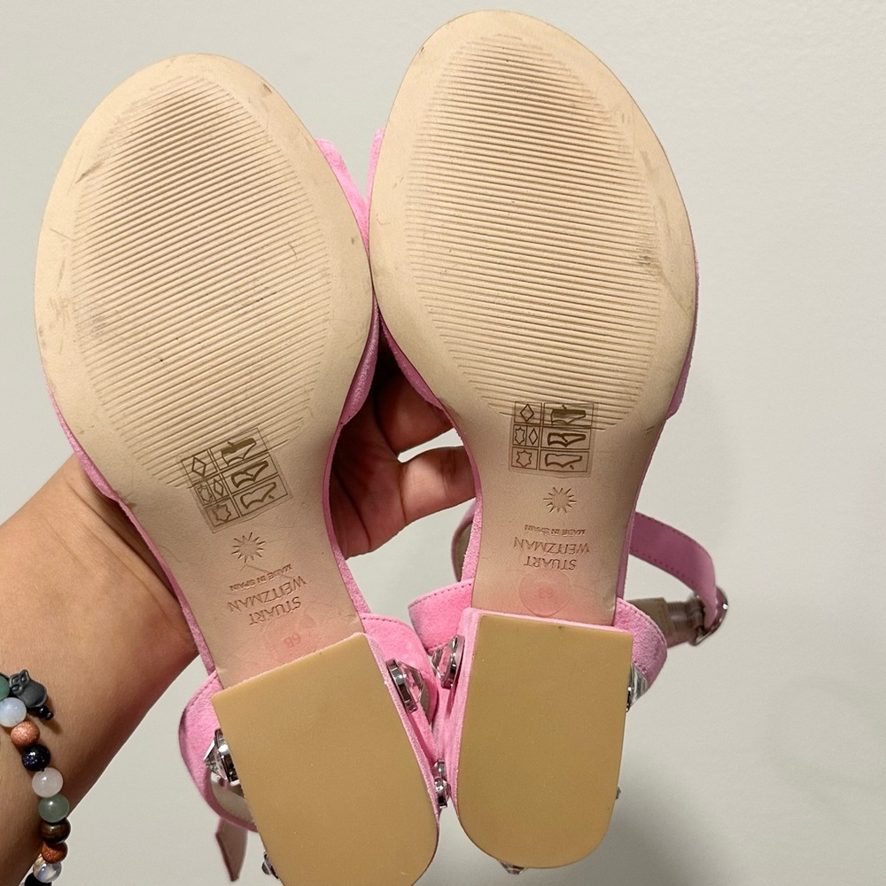 🌹STUART WEITZMAN 🌹 Allshine 75 Crystal-Embellished Suede Sandals Size: 6B - Picture 10 of 10